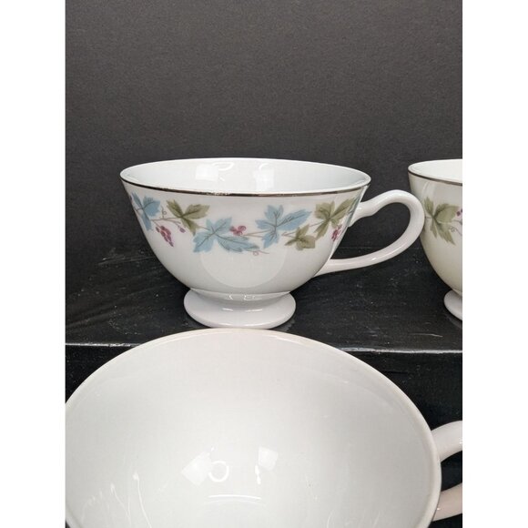 Vintage Fine China Japan MS6701 Grapes and Vines Pattern Footed Teacup Set of 4 - Picture 3 of 10